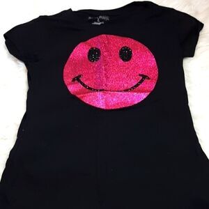 Rag stitch new black smiley glittery‎ t-shirt L